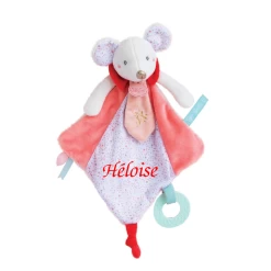 Baby'Nat - Les Super Doudous - Doudou Plat Souris Rose 40 Cm