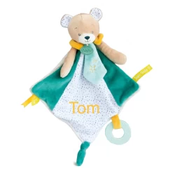 Baby'Nat - Les Super Doudous - Doudou Plat Ours Vert 40 Cm