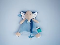 Baby'Nat - Edgar Et Eglantine - Doudou Attache-sucette éléphant Bleu 20 Cm -Bébé Doux Soldes 20200925095542793f26d0xx