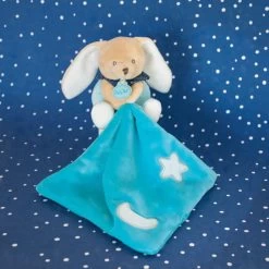 Baby'Nat - Les Luminescents - Doudou Mouchoir Lapin Bleu -Bébé Doux Soldes 20200925095549d98854fexx