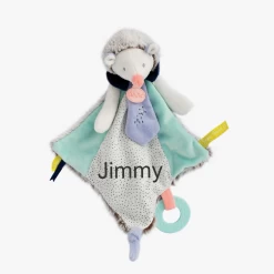 Baby'Nat - Les Super Doudous - Doudou Plat Hérisson Bleu 40 Cm