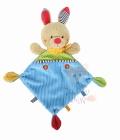 Nicotoy Ouatoo Auguste Le Lapin Doudou Plat Losange Bleu Vert