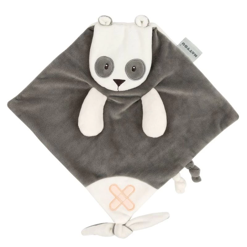 Nattou Buddiezzz Doudou Plat Panda Gris Blanc Avec Attache-sucette 1 Nattou Buddiezzz Doudou Plat Panda Gris Blanc Avec Attache-sucette