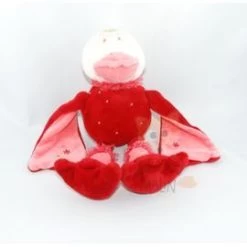 Catimini Doudou Canard Rouge Rose Fleur