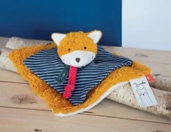 Maïlou Tradition - Coton Bio & Made In France - Doudou Carré Renard 25 Cm