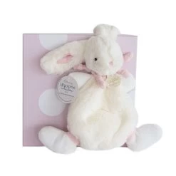 Doudou Et Compagnie - Lapin Bonbon Doudou Plat Rose Blanc