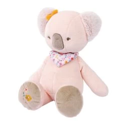 Nattou Iris & Lali Doudou Plat Chien Rose Bleu Fleur 25 Cm