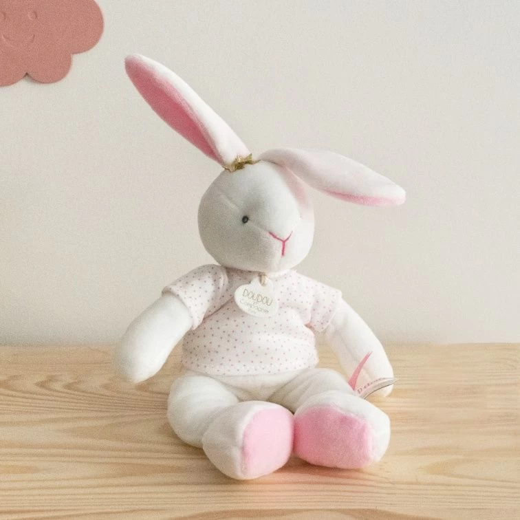 Doudou Et Compagnie - Lapin étoile Rose - Peluche Blanc Rose 25 Cm 2 Doudou Et Compagnie - Lapin étoile Rose - Peluche Blanc Rose 25 Cm – Image 2