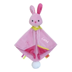 Jemini - Doudou Lapin Rose Avec Hochet - 30 Cm