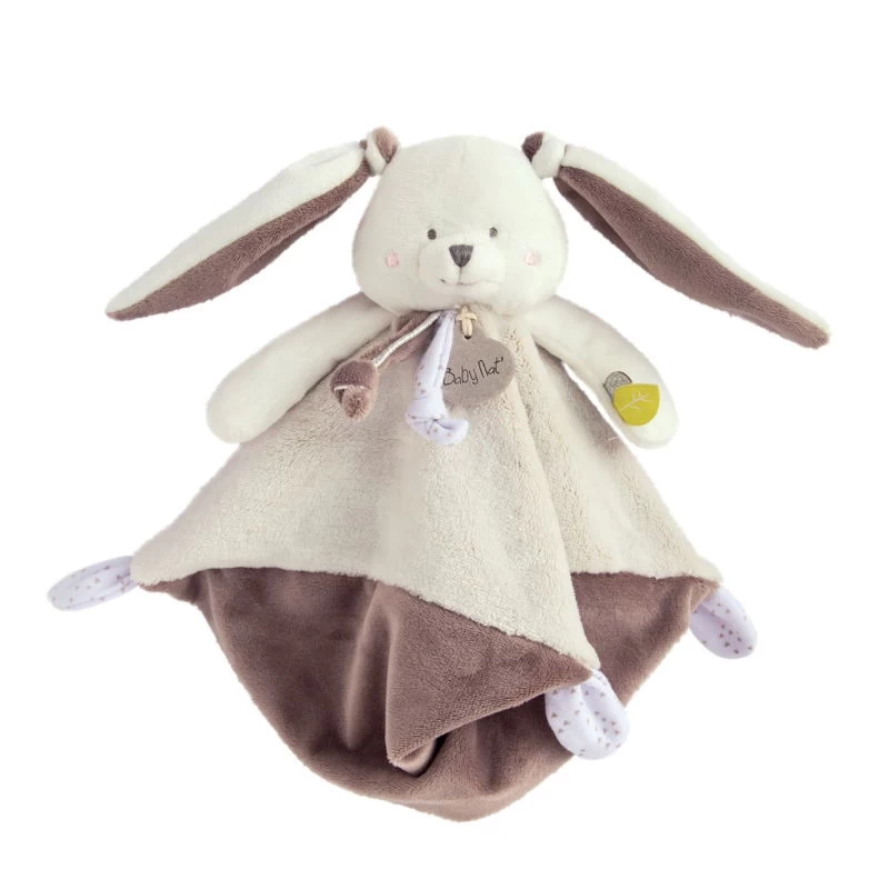 Baby'Nat - Les Layettes - Doudou Plat Lapin Blanc Marron 25 Cm 1 Baby'Nat - Les Layettes - Doudou Plat Lapin Blanc Marron 25 Cm
