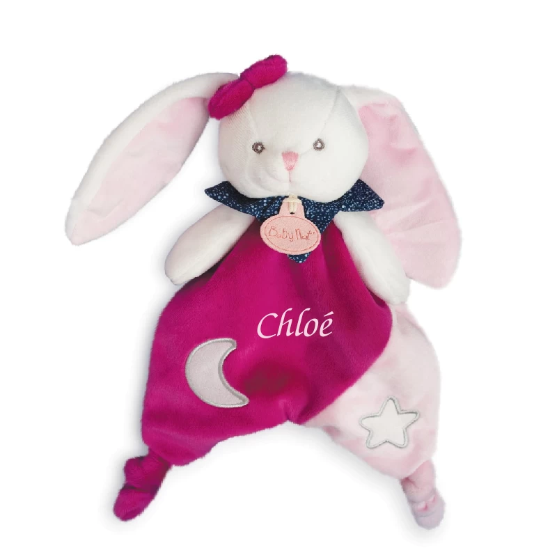 Baby'Nat - Les Luminescents - Doudou Plat Lapin Rose 1 Baby'Nat - Les Luminescents - Doudou Plat Lapin Rose