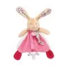 Baby'Nat - Les Poupis - Doudou Attache-sucette Lapin Rose 17 Cm
