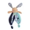 Baby'Nat - Les Poupis - Doudou Lapin Bleu Marine Turquoise 25 Cm