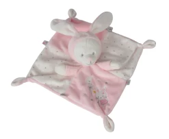 Max & Sax Doudou Plat Lapin Rose Blanc étoile Lune