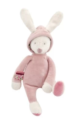 Moulin Roty Myrtille & Capucine Mini Peluche Hochet Lapin Rose 20 Cm