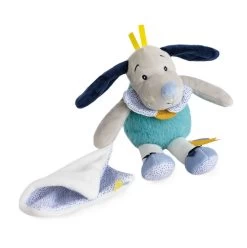 Baby'Nat - Pépin Le Chien - Doudou Mouchoir Bleu 22 Cm