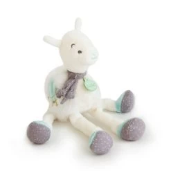 Baby'Nat - Petits Voyageurs - Peluche Lama Blanc Bleu 27 Cm