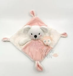 Mots D'enfants Doudou Plat Souris Rose Blanc édition Limitée 25 Cm