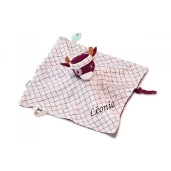 Lilliputiens - Rosalie La Vache - Doudou Plat Blanc En Coton Biologique 25 Cm